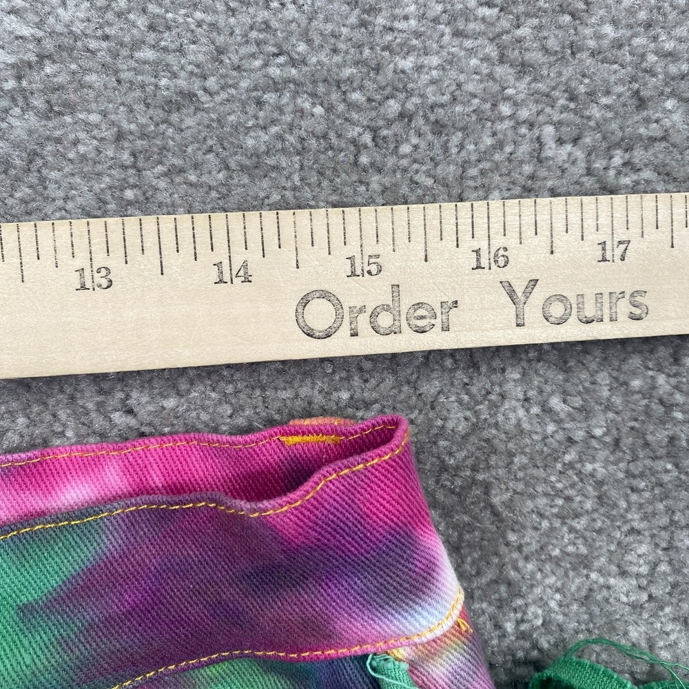 Daisy Tie Dye Fringe Straight Leg Ankle Jeans Mid Rise Plus Size 1X Multicolor - Picture 7 of 9